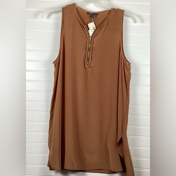 Vince NWT Sleeveless Rust Silk Top Size Large - Picture 1 of 9